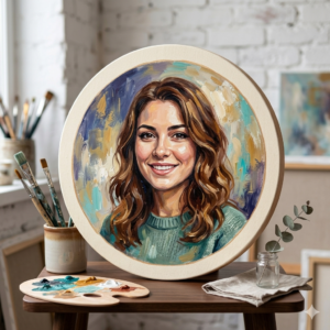 Handmade Acrylic Round Canvas Portrait